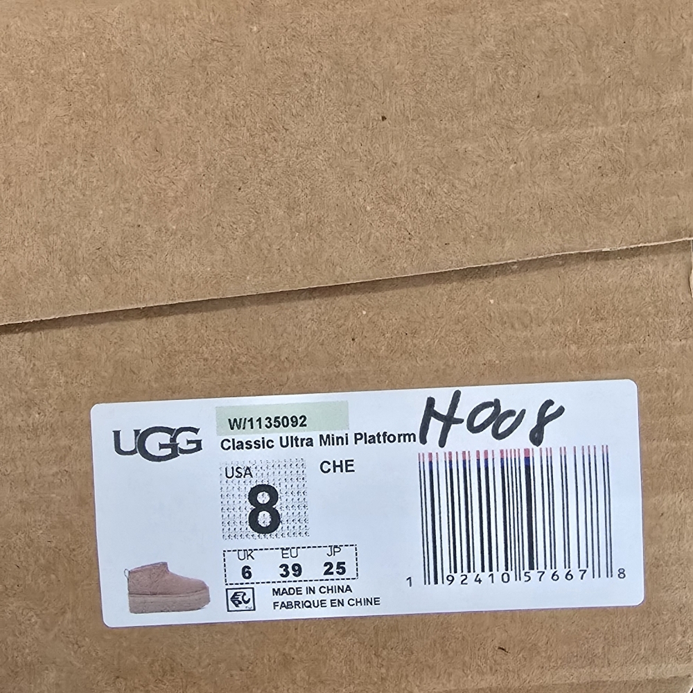 UGG Beige Suede Platform Boots